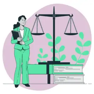 Consulter un sophrologue - Déontologie Consulter un sophrologue - Femme à côté de la balance de la justice