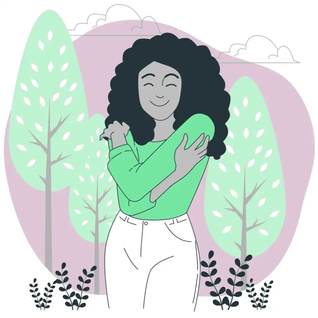 Femme qui s’enlace en self hugh